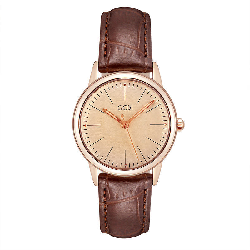 GEDI Godi Simple Classic Retro Belt Quartz Watch A Generation Of Simple Ladies Waterproof Watch 312