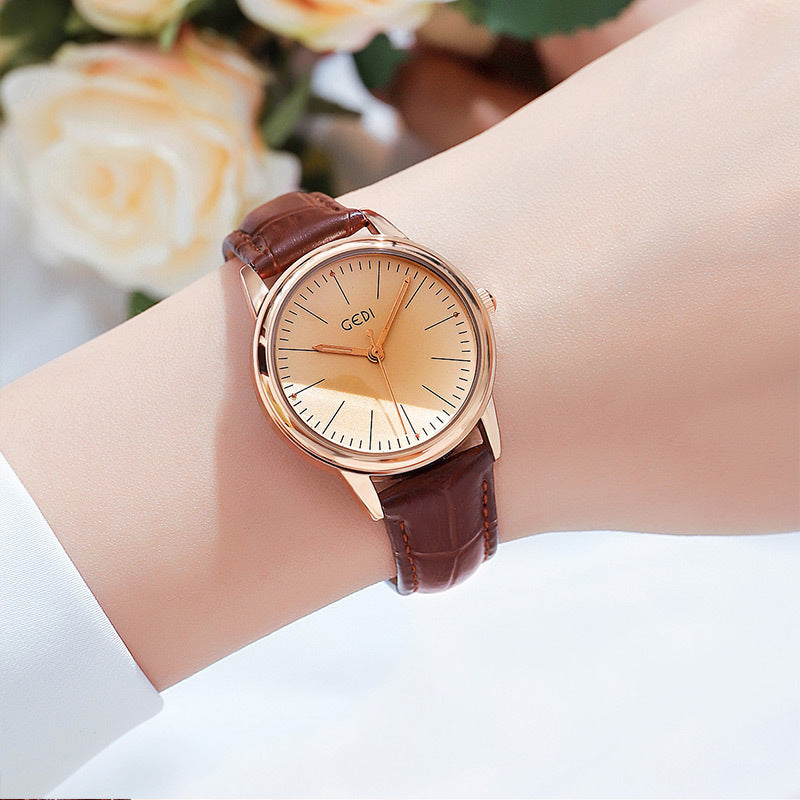 GEDI Godi Simple Classic Retro Belt Quartz Watch A Generation Of Simple Ladies Waterproof Watch 312