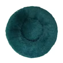 23" round Calming Donut Dog Bed with Washable & Removable Cover & Bolster - Shaggy Plush Long Faux Fur Ball Bed - Gray, for Dogs up to 20 Lbs, Small