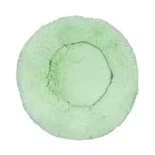 23" round Calming Donut Dog Bed with Washable & Removable Cover & Bolster - Shaggy Plush Long Faux Fur Ball Bed - Gray, for Dogs up to 20 Lbs, Small