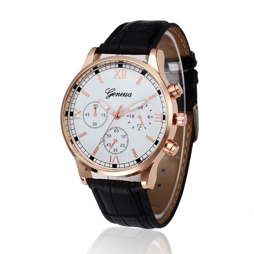 Men&#039;s Fashion Simple Business Quartz Watch Leather Belt Student Wristwatch Scale Casual Style Stainless Steel Buckle Round Dial