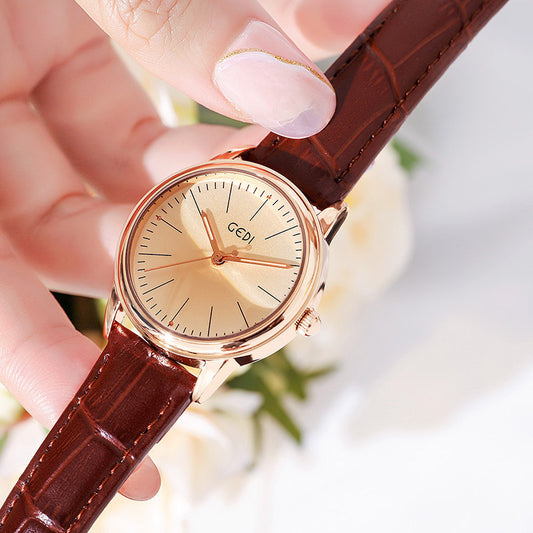 GEDI Godi Simple Classic Retro Belt Quartz Watch A Generation Of Simple Ladies Waterproof Watch 312