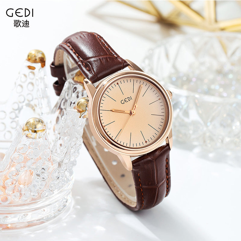GEDI Godi Simple Classic Retro Belt Quartz Watch A Generation Of Simple Ladies Waterproof Watch 312
