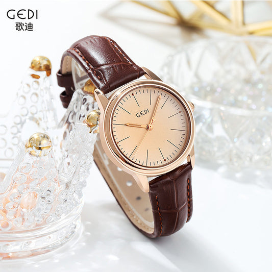 GEDI Godi Simple Classic Retro Belt Quartz Watch A Generation Of Simple Ladies Waterproof Watch 312